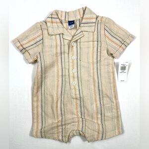NWT OLD NAVY Baby Boys’ Stripe Texture Dobby Pocket Romper Coastal Vacation 0-3M